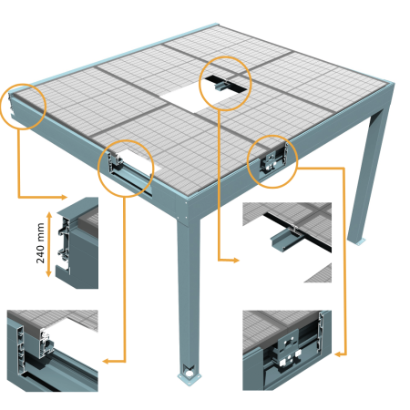 Pergola fotovoltaica Aiguablava 4,242x3,603 M - Grigio INTERSUN - 2