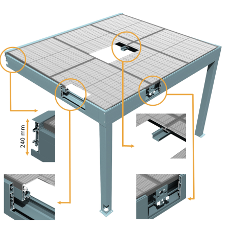 Pérgola solar fotovoltaica Aiguablava 5,783x3,541 M - Gris 4000W con Bandeja de cables INTERSUN - 3