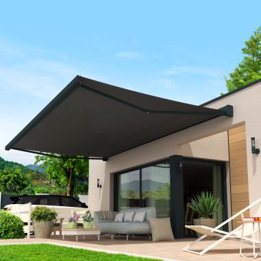 Toldo cofre RIBADEO Antracita 4,00x3,50 M con luz led motorizado con lona gris oscuro jaspeado SUNSTYL - 2