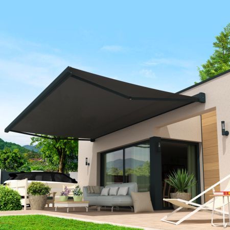 Toldo cofre RIBADEO Antracita 4,00x3,50 M con luz led motorizado con lona gris oscuro jaspeado SUNSTYL - 2