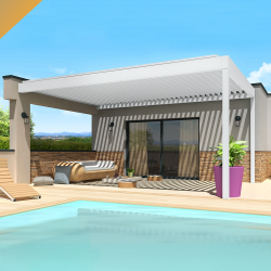 Pérgola bioclimática TRAMONTANA 4,50x6,037 M Motorización con pistón eléctrico y mando a distancia INTERSUN - 1