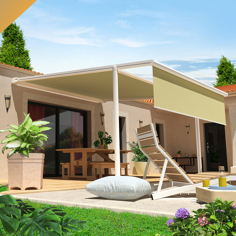 Pérgola cofre FINISTERRE 4,00x3,00 M Motorizado con mando a distancia y sistema de emergencia + led + bambalina INTERSUN - 3
