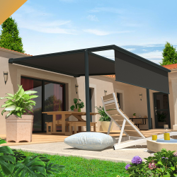 Pérgola cofre FINISTERRE 4,00x4,00 M Motorizado con mando a distancia y sistema de emergencia + led + bambalina INTERSUN - 2