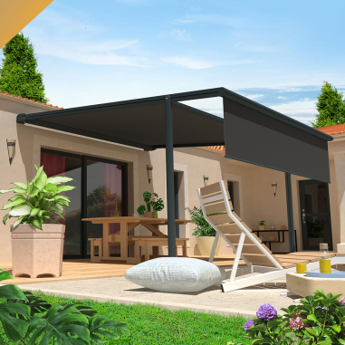 Pérgola cofre FINISTERRE 4,00x4,00 M Motorizado con mando a distancia y sistema de emergencia + led + bambalina INTERSUN - 2
